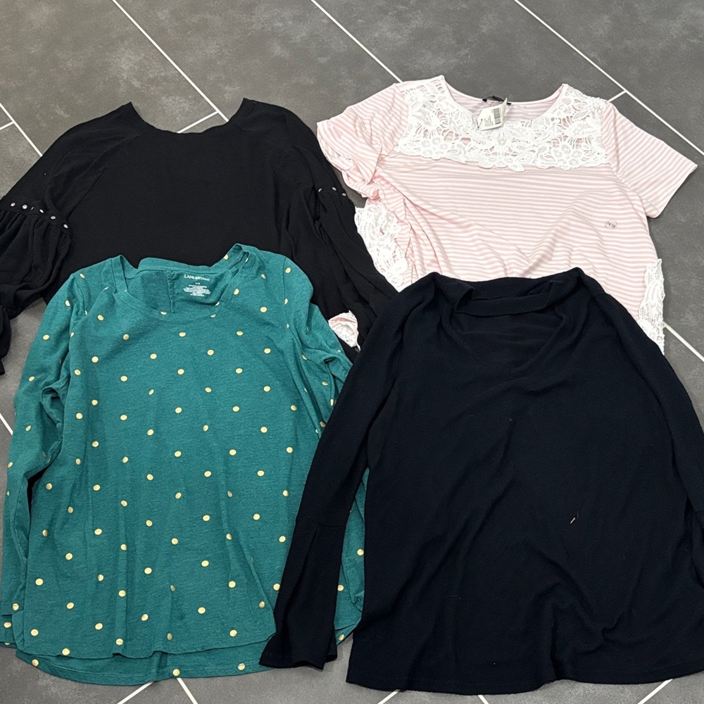 Lane Bryant Black, Pink, and Teal Blouses